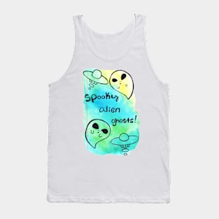 Spooky Alien Ghosts Watercolor Tank Top